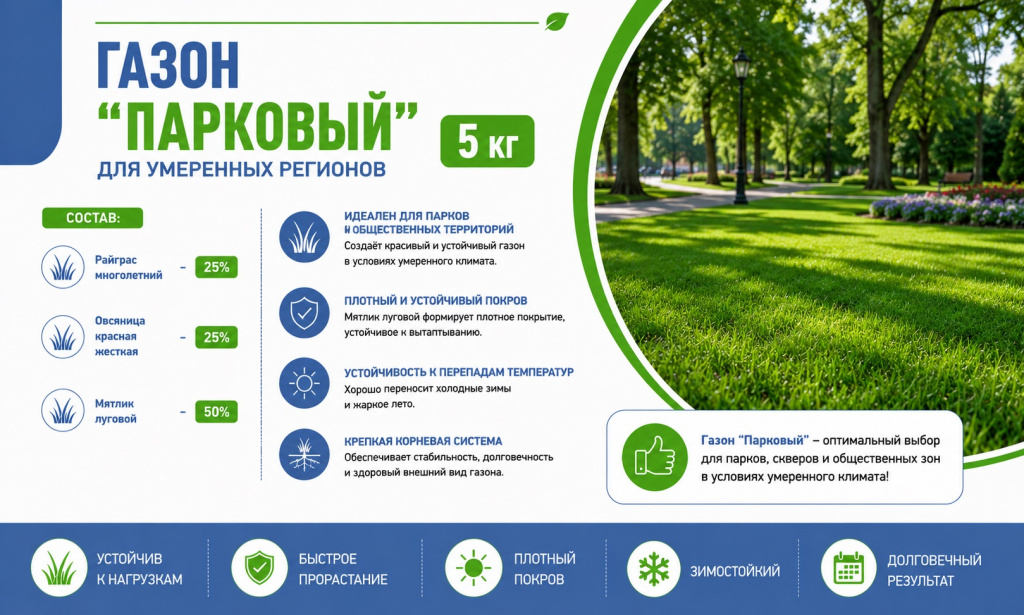 газон Парковый для умеренных регионов 5 кг